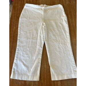 Rue21 Womens White Cropped Capris Back Zip Stretch Wide Leg Pants Size 12‎